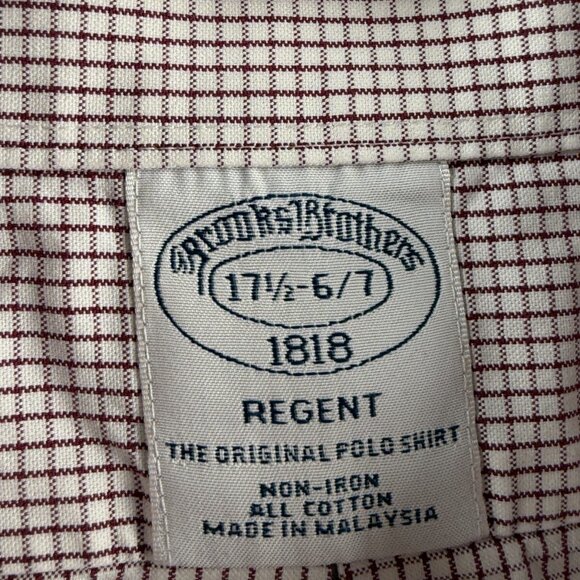 Brooks Brothers Red Check 17.5 6/7 Cotton Button-Down Regent Non-Iron Men Shirt - Picture 8 of 16